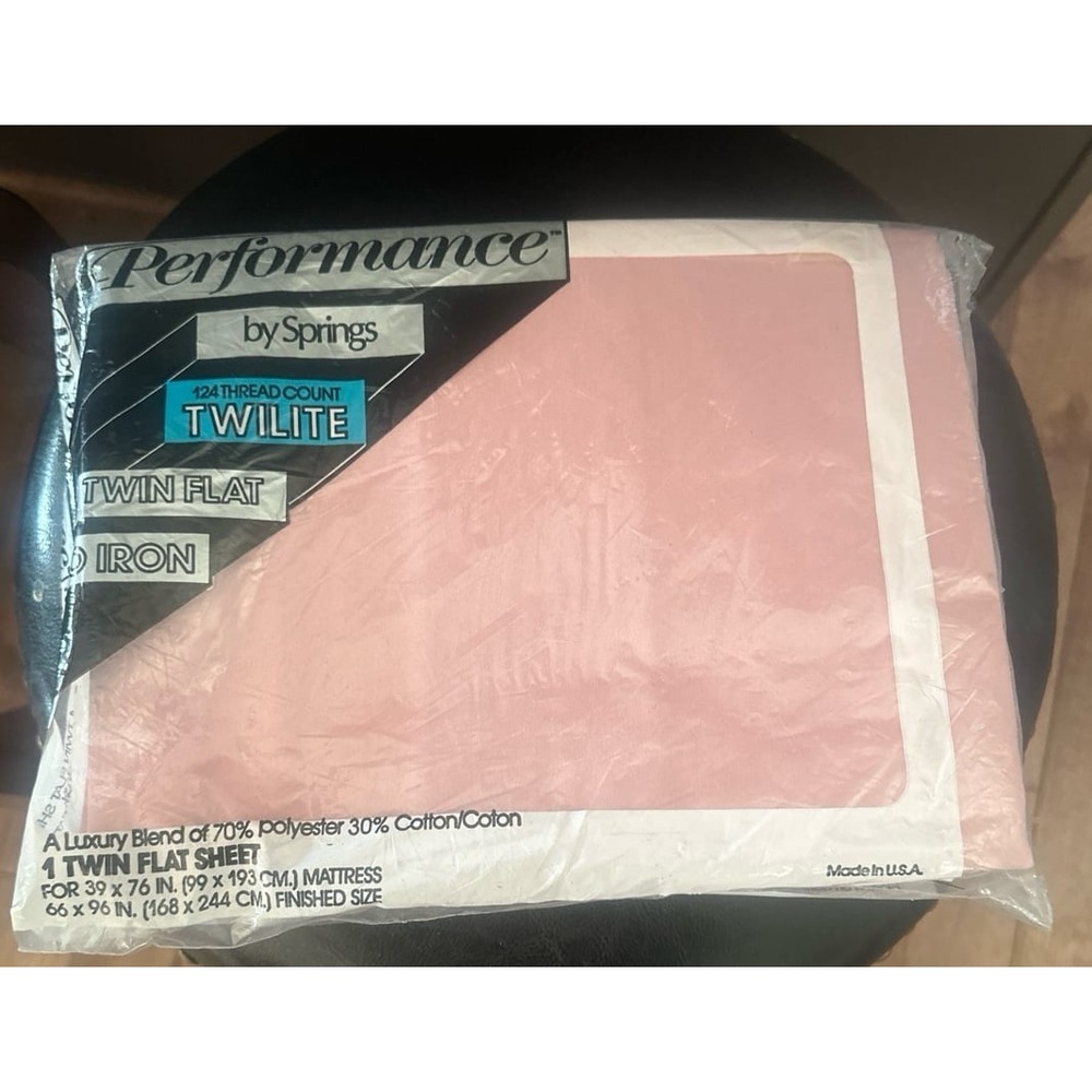 Performance by Springs Twin Flat sheet No Iron 180 Percale NOS English Rose